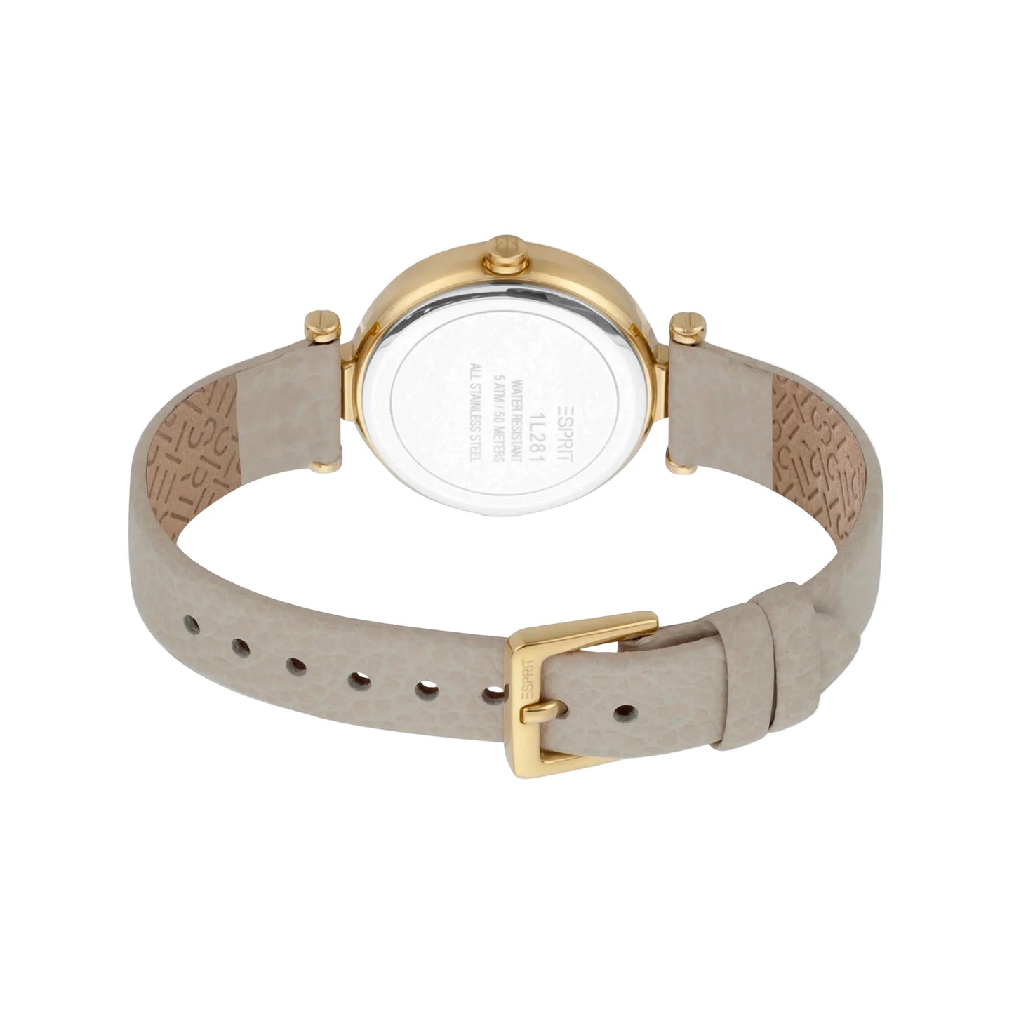 Esprit Women's Beige Leather Watch, Silver Dial | Es1l085m0035