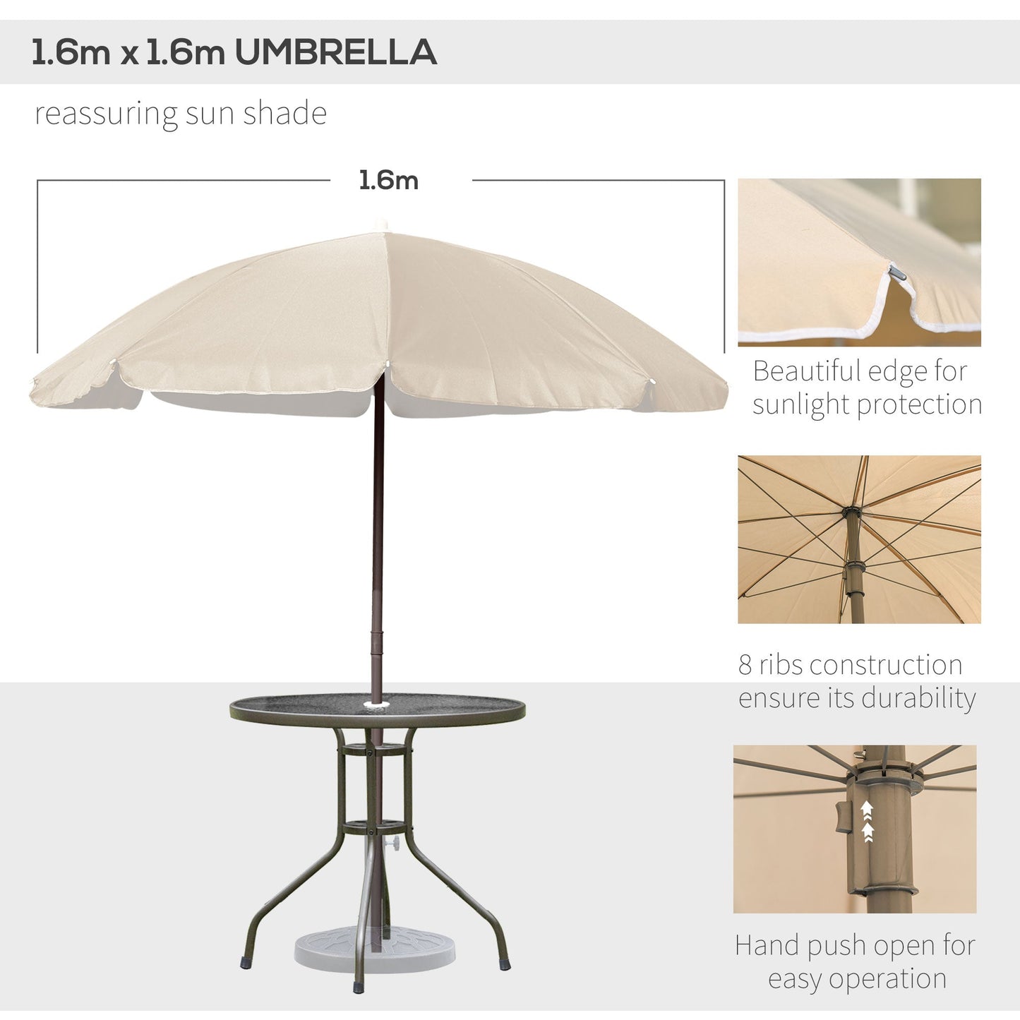 Outsunny 6PC Garden Dining Set Outdoor Furniture Folding Chairs Table Parasol