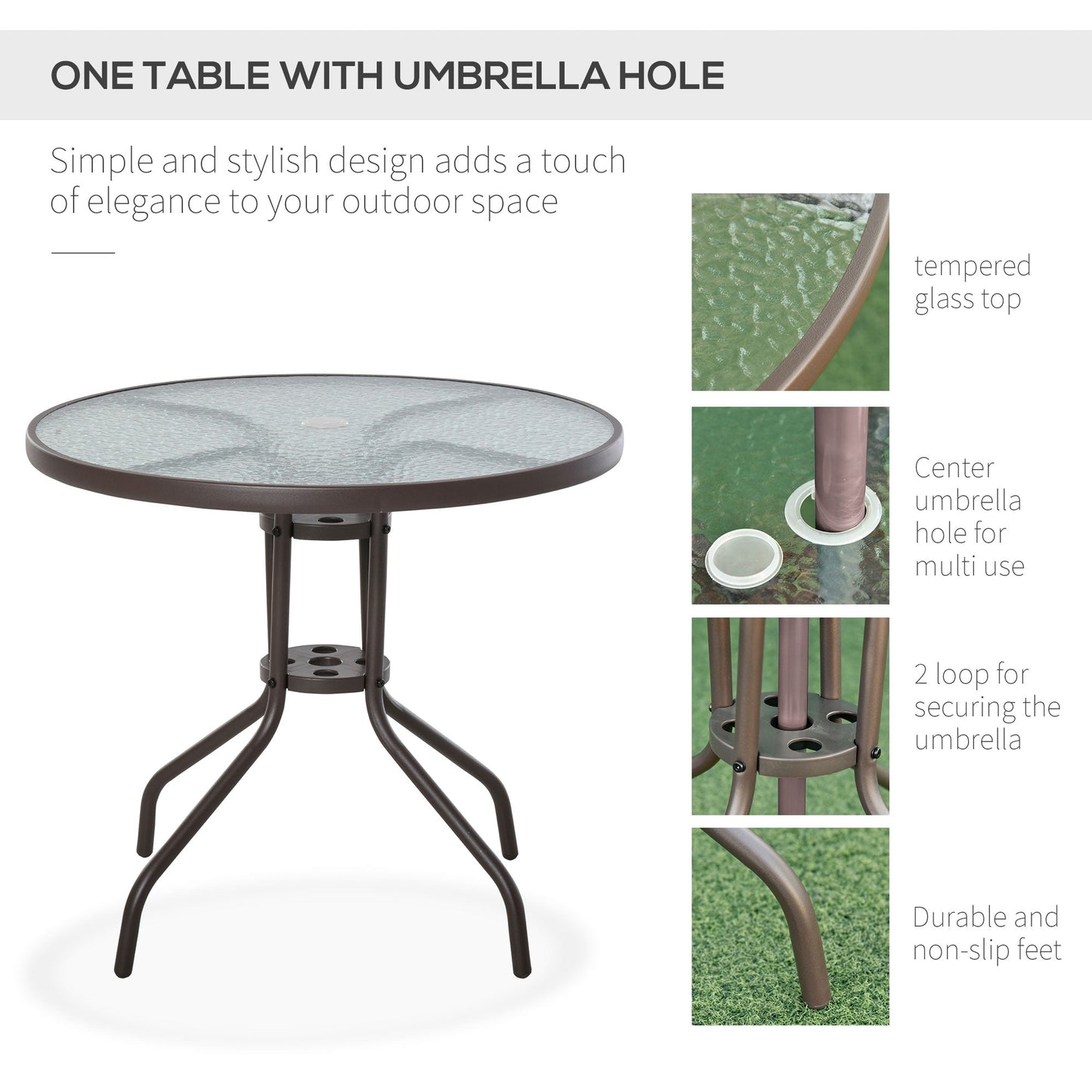 Outsunny 6PC Garden Dining Set Outdoor Furniture Folding Chairs Table Parasol