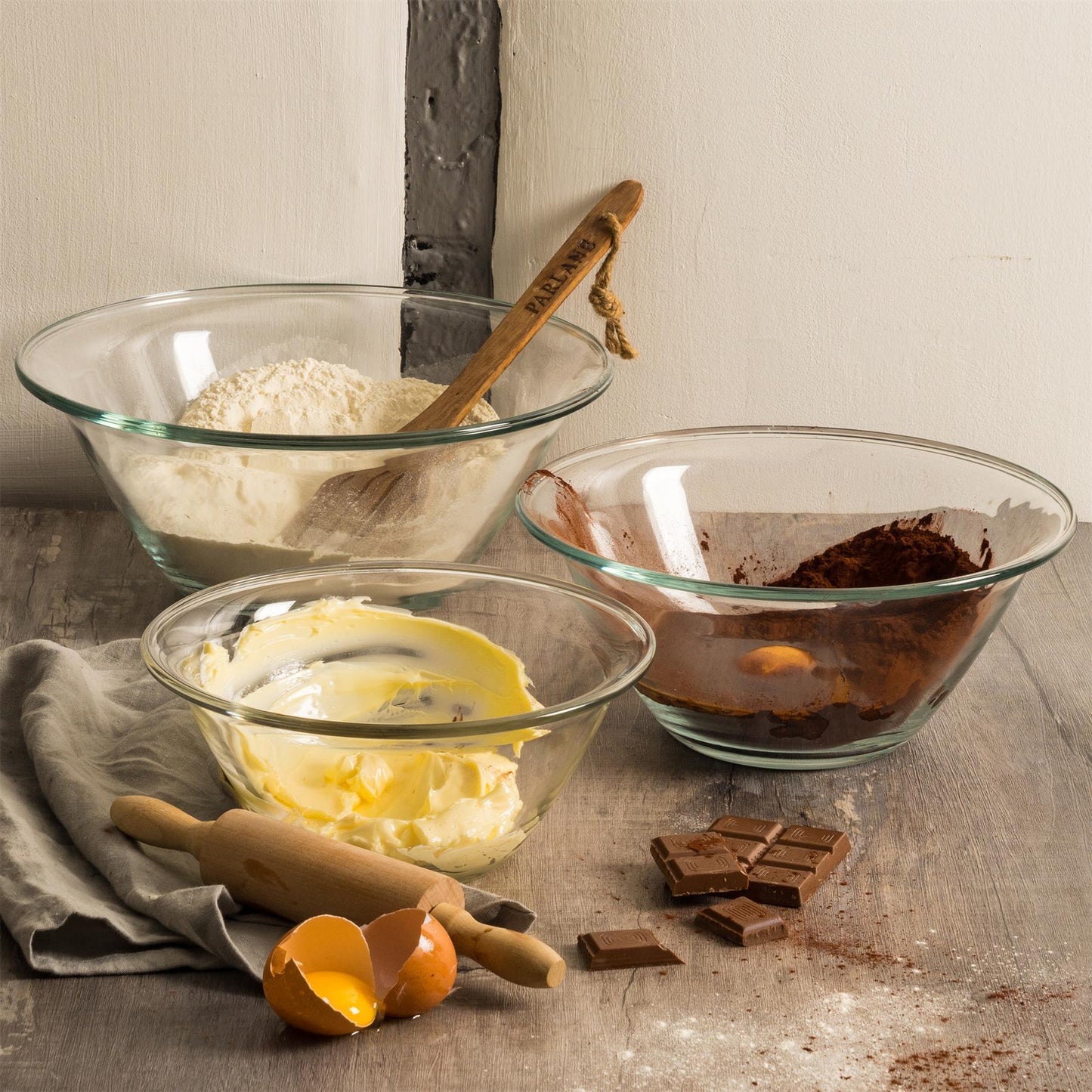 4L Clear Mr Chef Glass Nesting Mixing Bowl