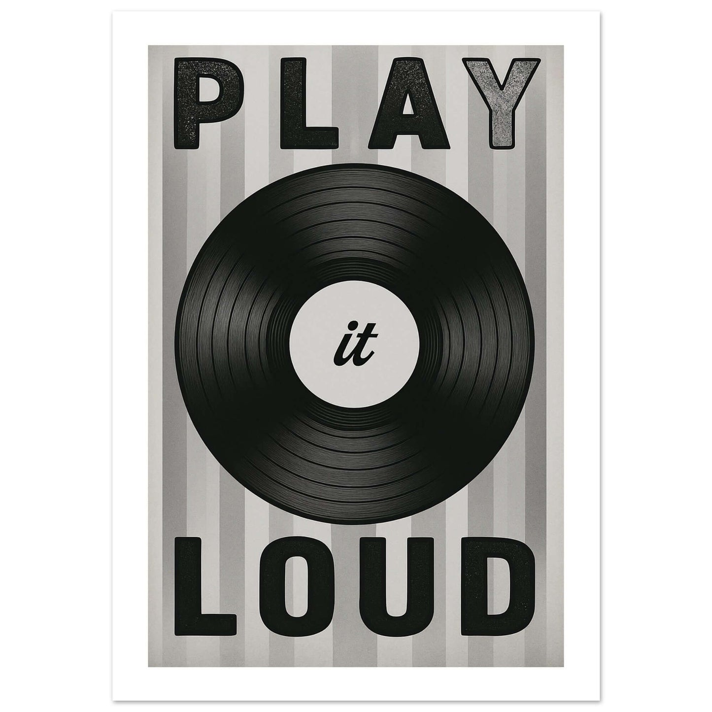 Play It Loud Vinyl Record Wall Art – Retro Music Poster for Studio & Home Decor