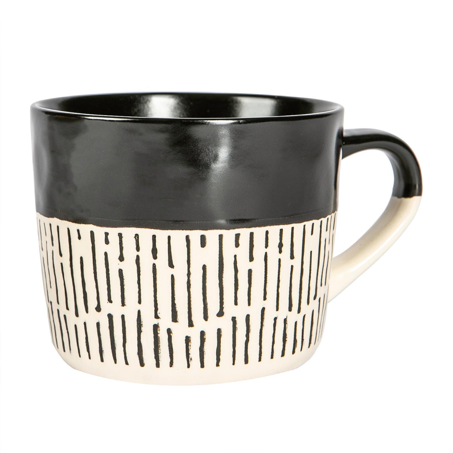 450ml Black Colour Block Dash Stoneware Coffee Mug