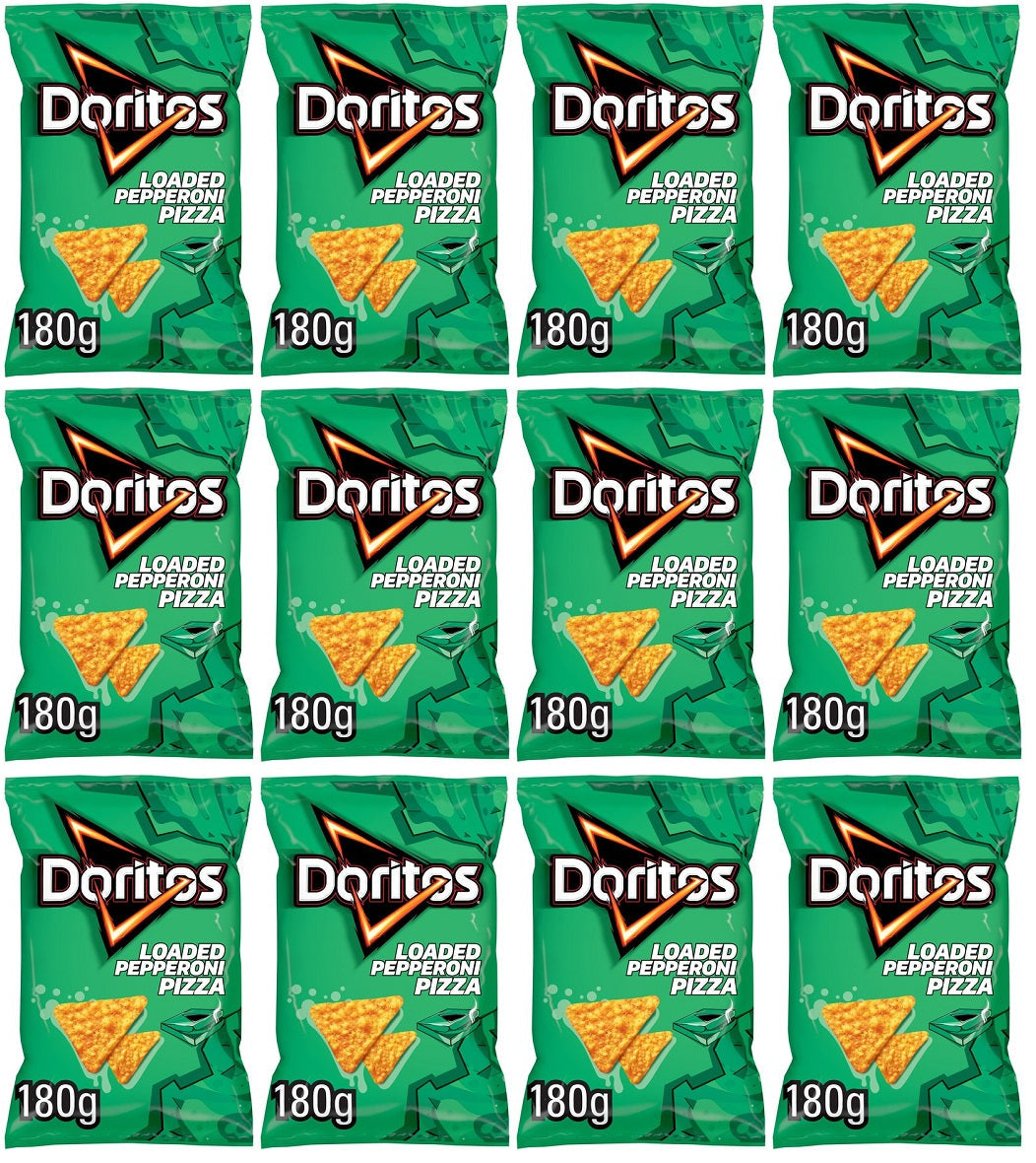 12 x Doritos Loaded Pepperoni Pizza Sharing Tortilla Chips 180G