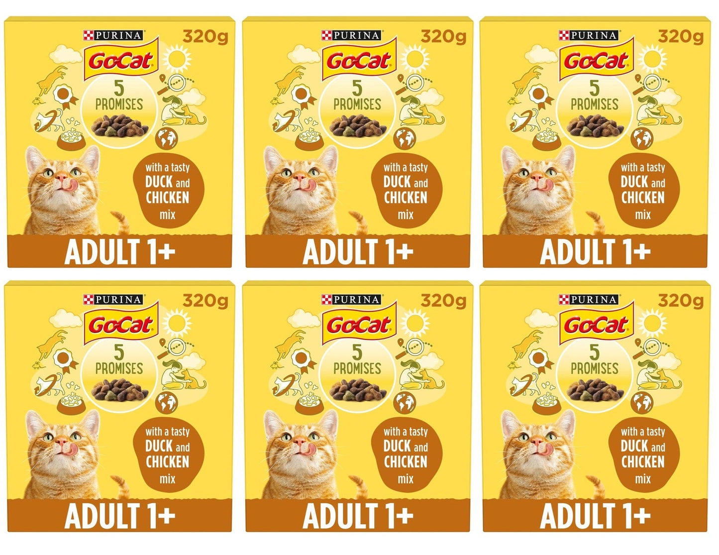 6 x Go-Cat® With Chicken And Turkey Mix With Vegetables Dry Cat Food 320G