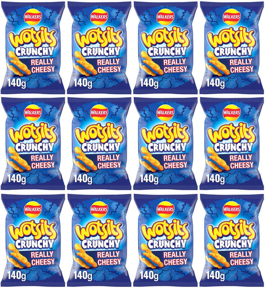 12 x Walkers Wotsits Crunchy Really Cheesy Snacks Crisps 140G