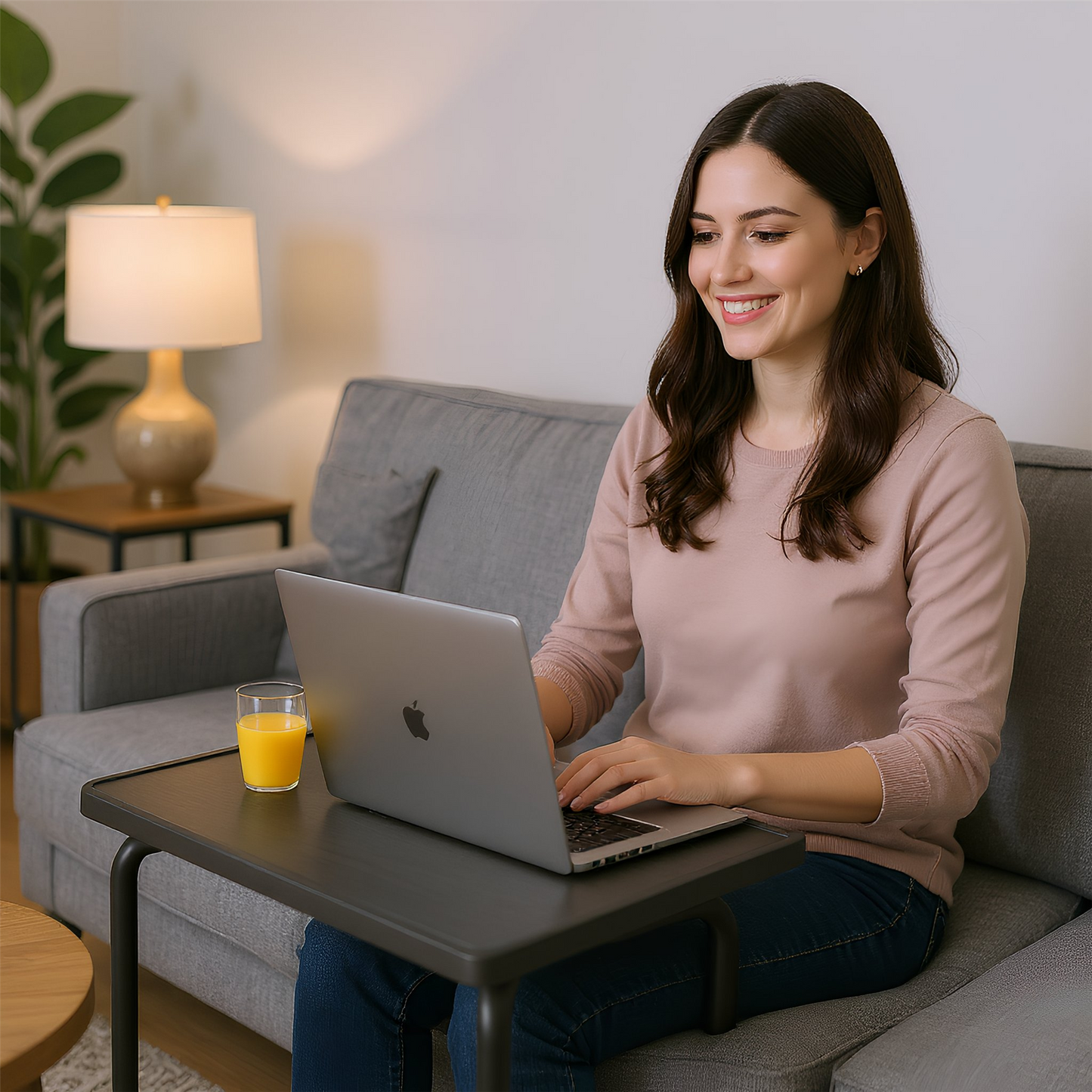 Height Adjustable Folding Laptop Table - Black