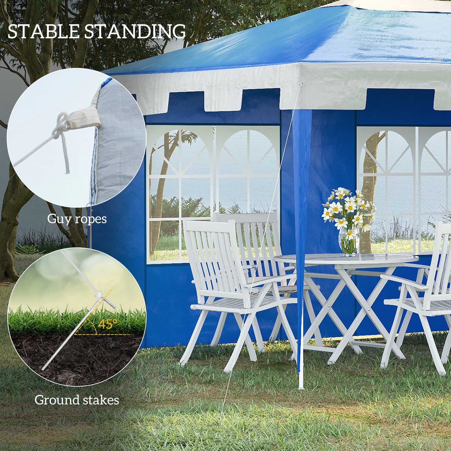 Outsunny 4x3m Garden Heavy Duty Gazebo Marquee Party Tent-Blue