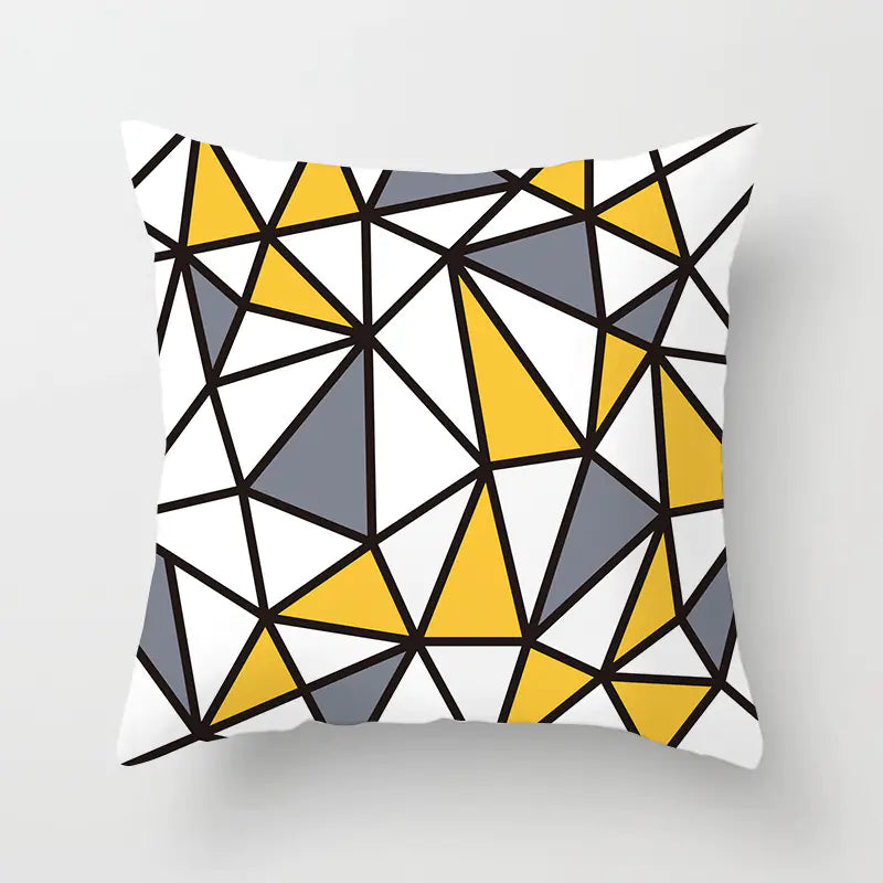 Yellow & Black Geometric Pillow Cover – Modern Abstract Cushion Case 45×45cm