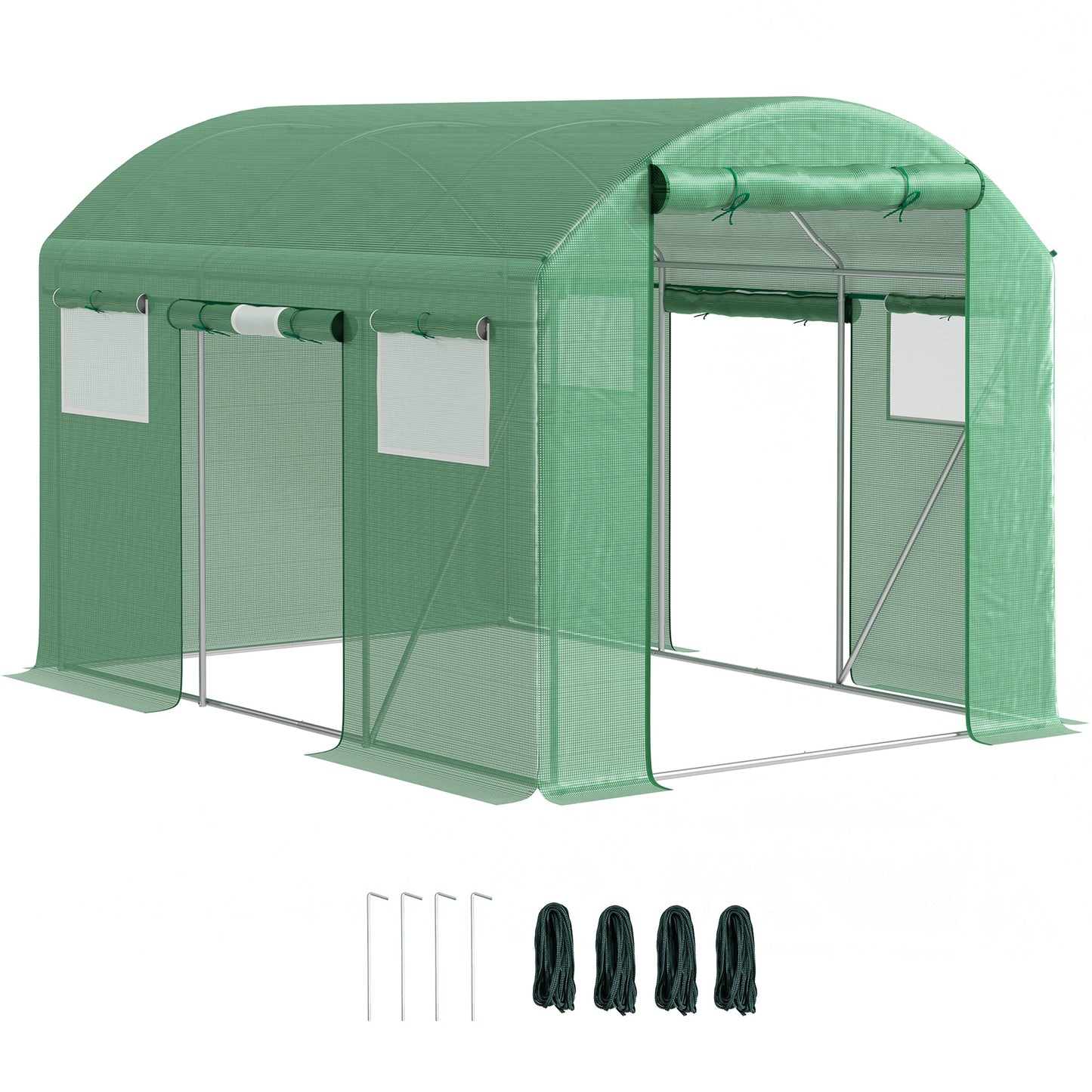 Outsunny Polytunnel Greenhouse with 3 Roll-up Doors, 3 x 2 x 2m