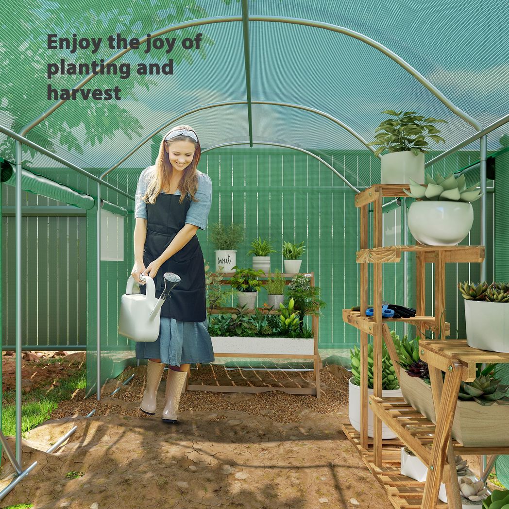 Outsunny Polytunnel Greenhouse with 3 Roll-up Doors, 3 x 2 x 2m