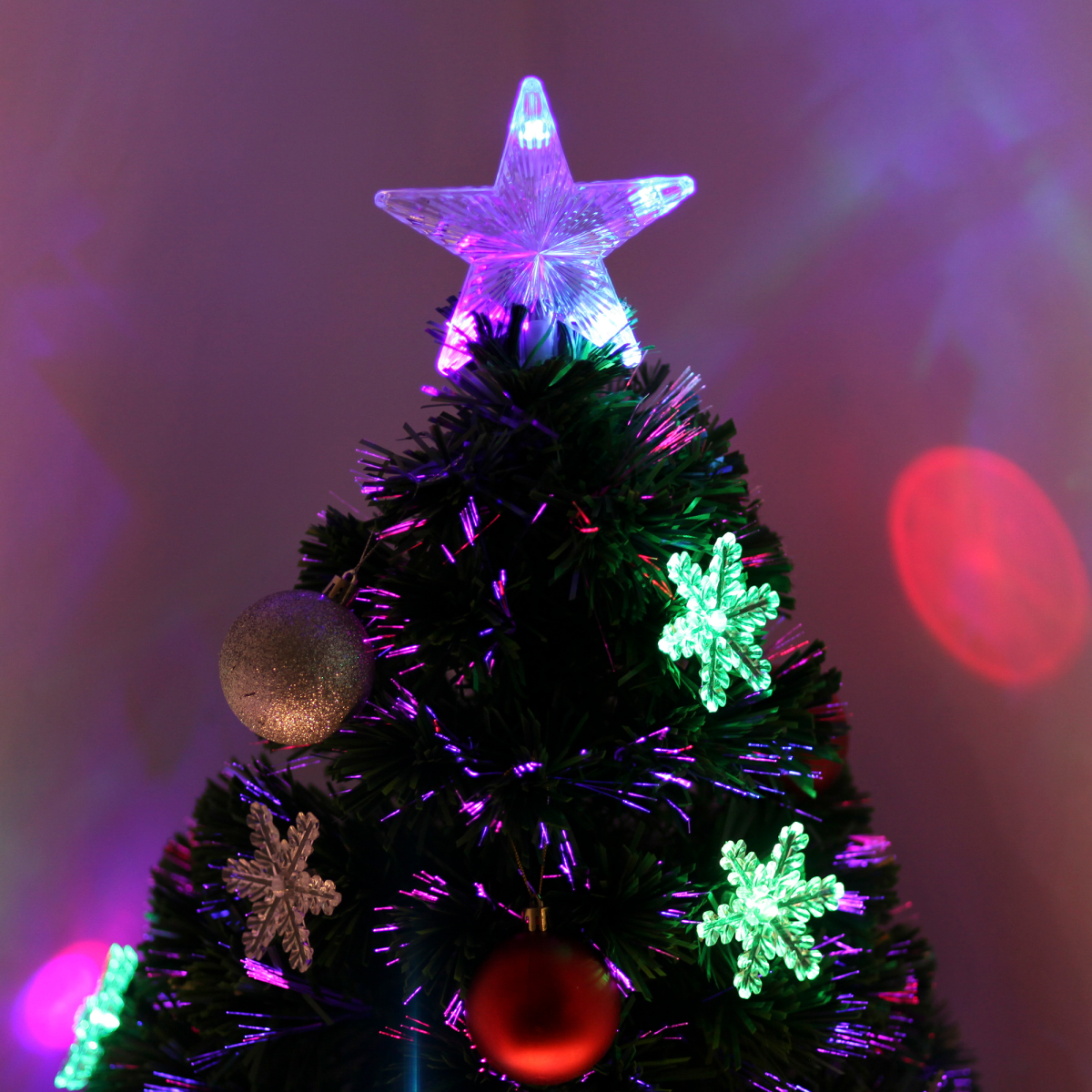 3FT Green Fibre Optic Artificial Christmas Tree LED Snowflakes Fireproofing