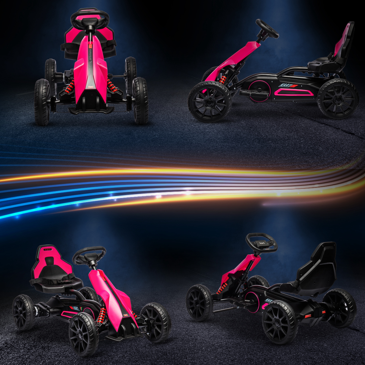 HOMCOM 12V Electric Go Kart with Forward Reversing 2 Speeds for 3-8 Yrs - Pink