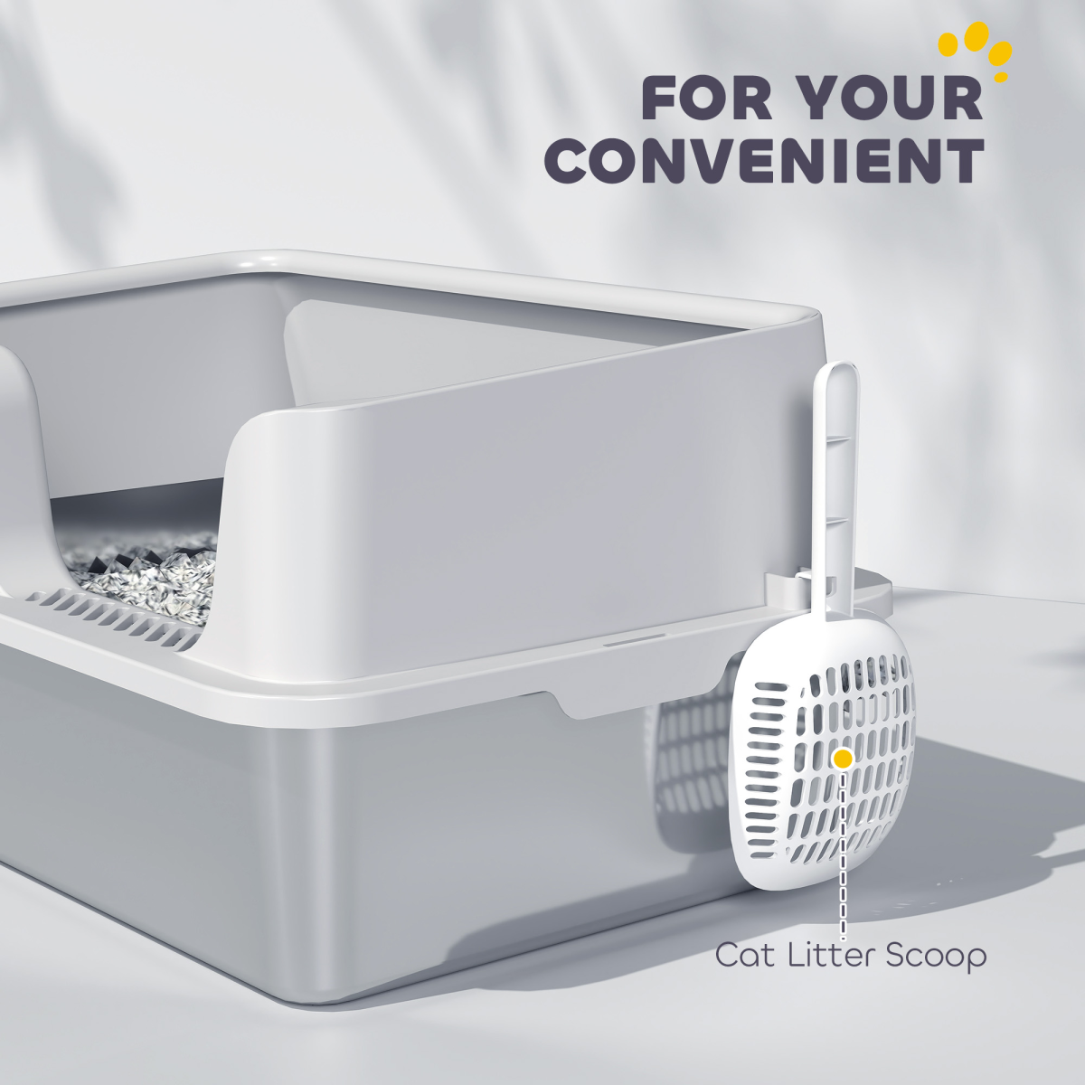 PawHut Stainless Steel Litter Box, High Sided Metal Cat Litter Tray w/ Scoop