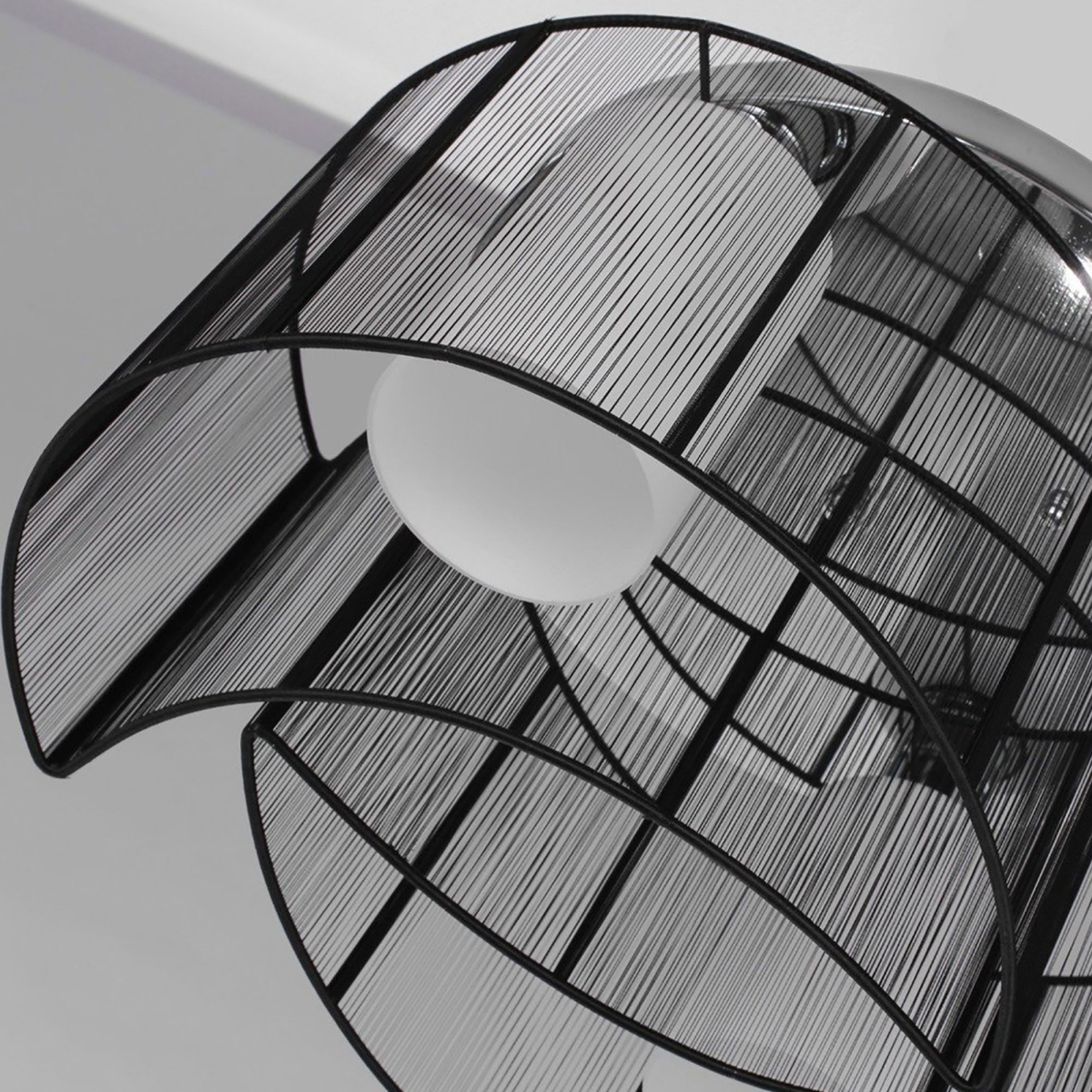 Chandelier, ?40x25H cm, Chrome/Fabric-Black