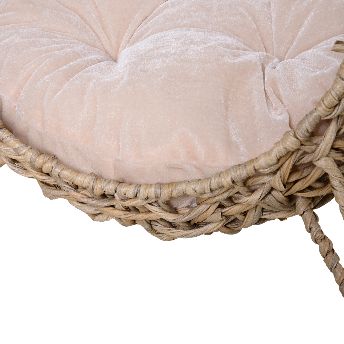 Wicker Cat House, Ball-Shaped Rattan Raised Cat Bed - Natural Wood Finish