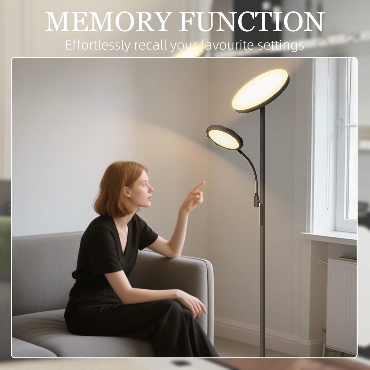 HOMCOM Floor Lamp for Living Room, Standing Lamp with 4 Scene Modes, Black