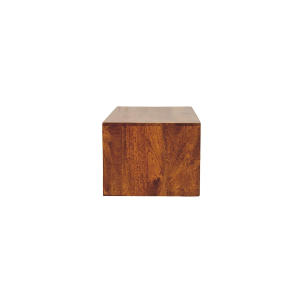 Artisan Furniture Solid Wood Lunar Chestnut Wall Mounted Media Unit, 2 Drawers and Open Shelf, Dark Brown