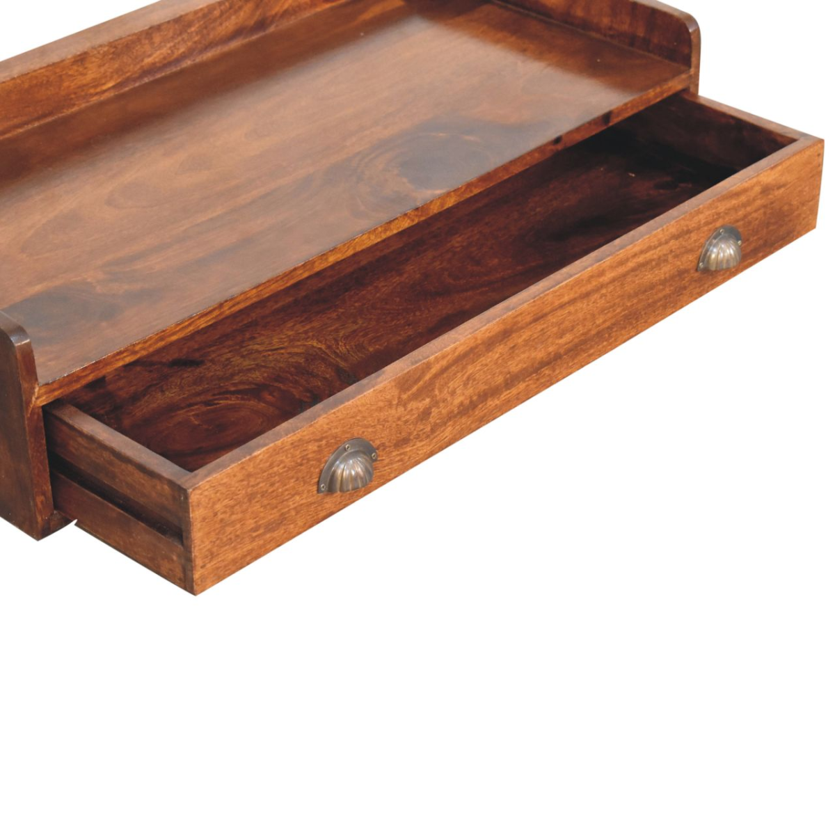 Artisan Furniture Solid Wood Belmont Wall-Mounted Console Shelf, 1 Drawer, Dark Brown
