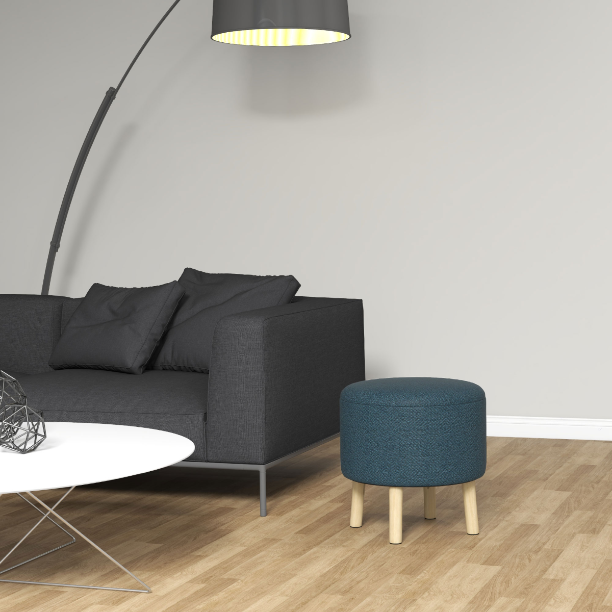 HOMCOM Storage Ottoman, Round Stool Chair with Cushioned Top, Hidden Space