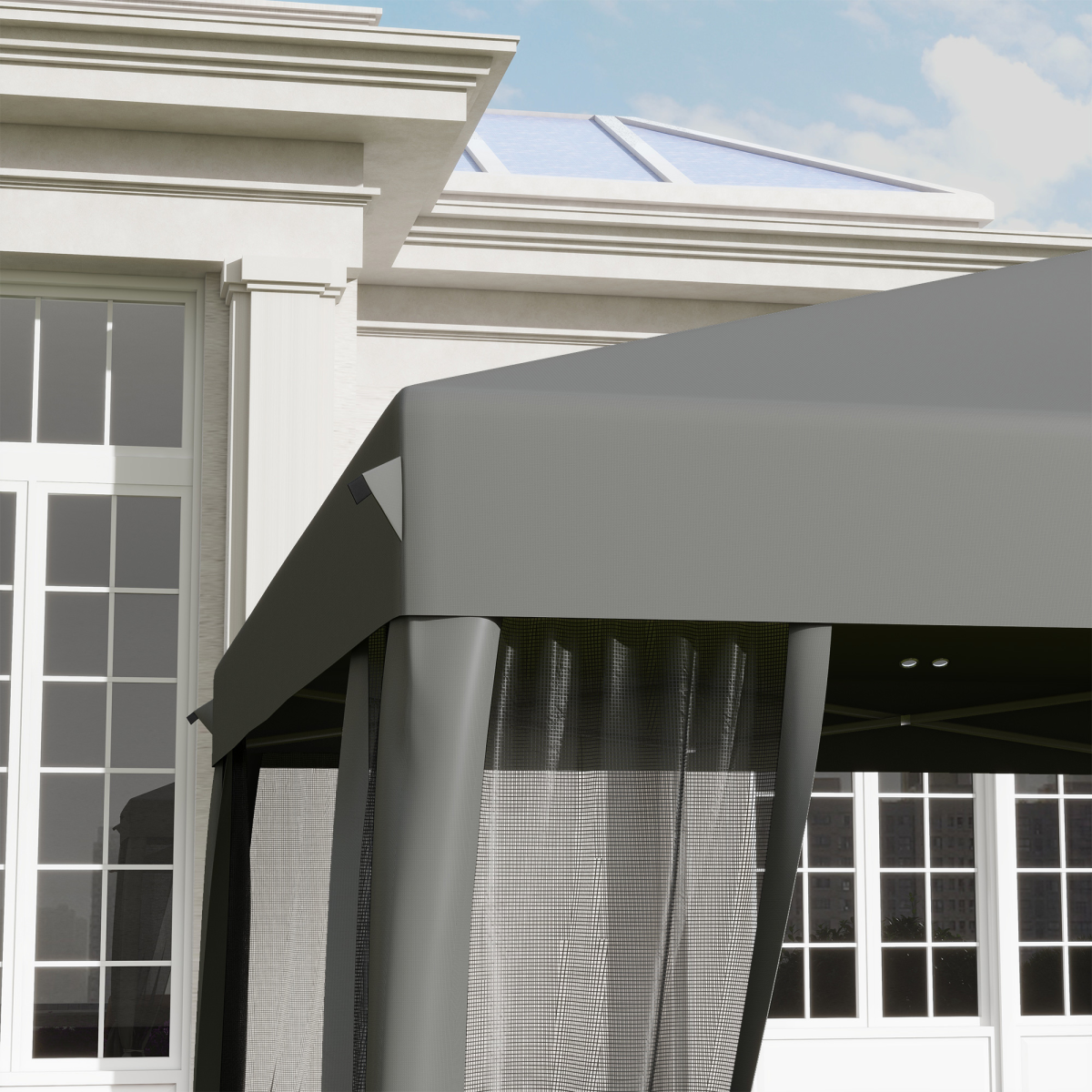 Heavy Duty Pop Up Gazebo with Removable Mesh Sidewall Netting Gray