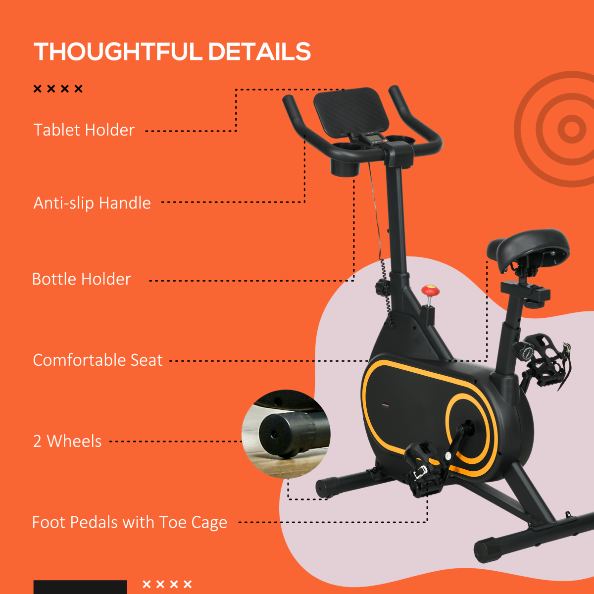 SPORTNOW Exercise Bike - Home Cardio Workout with LCD Display