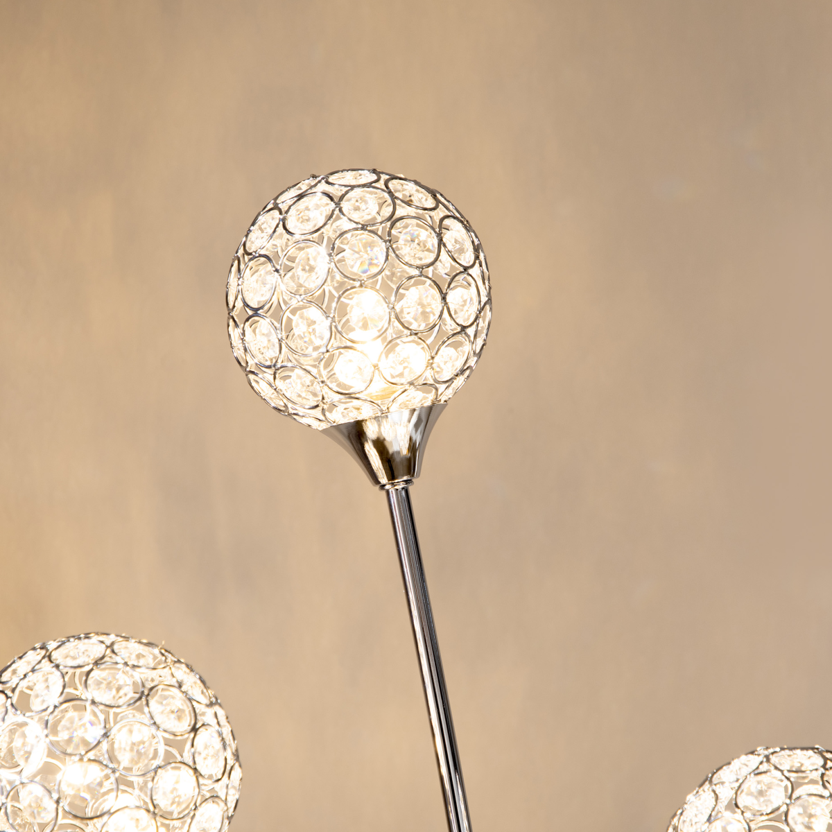 Sparkling K9 Crystal Floor Lamp, 5 Light Upright Standing, Silver - High Quality