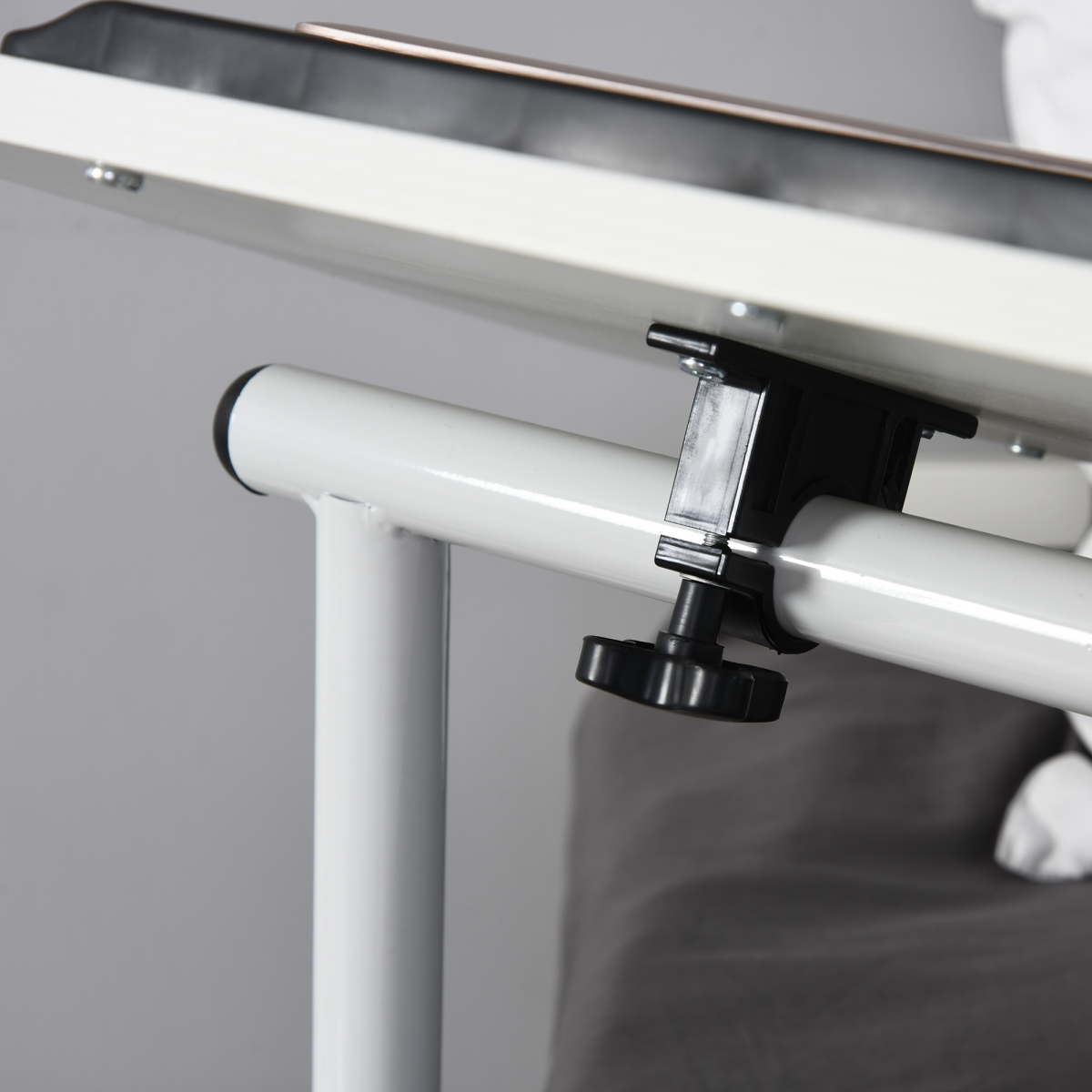 360 Rotating White Storage Table - Quality Particle Board - Multi-functional End Table with Cabinet