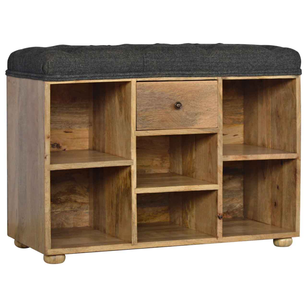Artisan Furniture Solid Wood Black Tweed 1 Drawer Bench