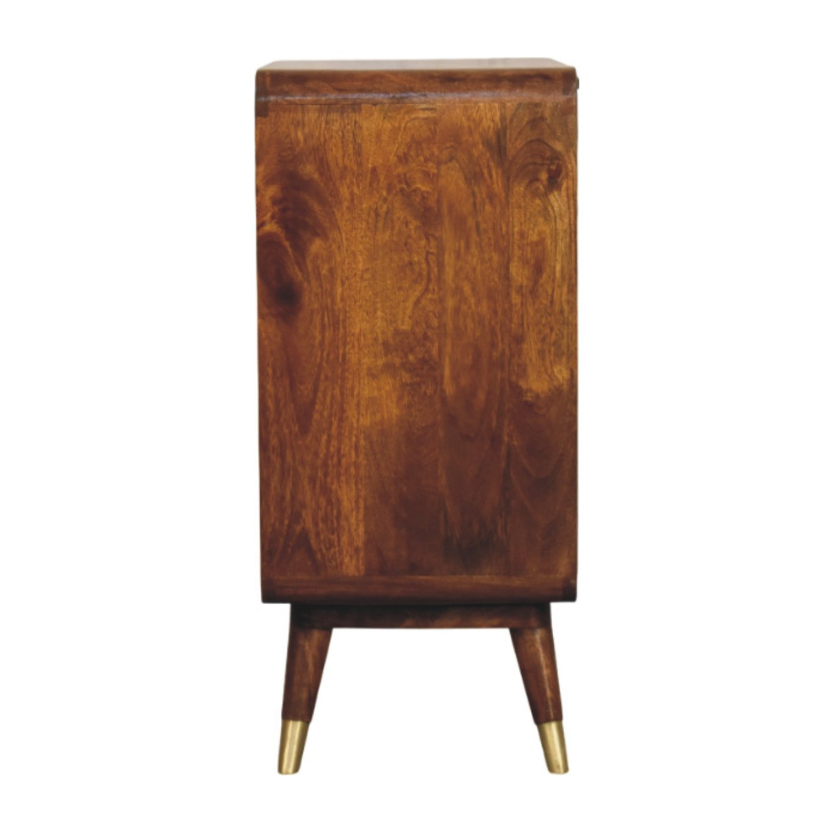 Artisan Furniture Solid Wood Avora Brass Embossed 2 Door Chestnut Cabinet, Dark Brown & Golden