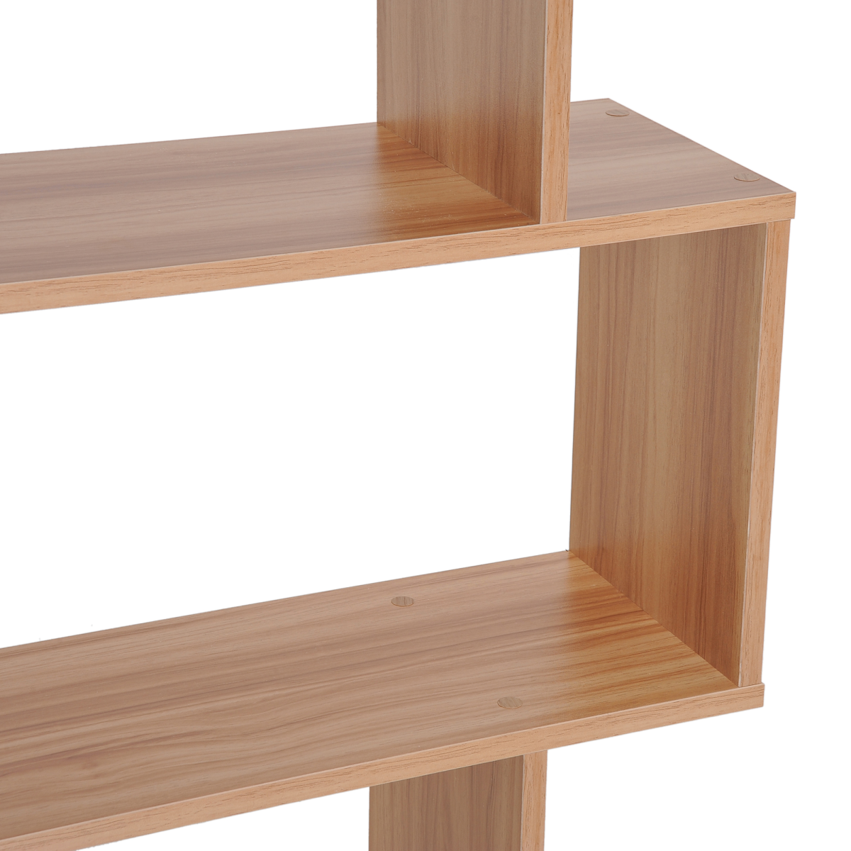 6-Tier Wooden S-Shaped Shelf Storage Unit Home Office Maple Colour