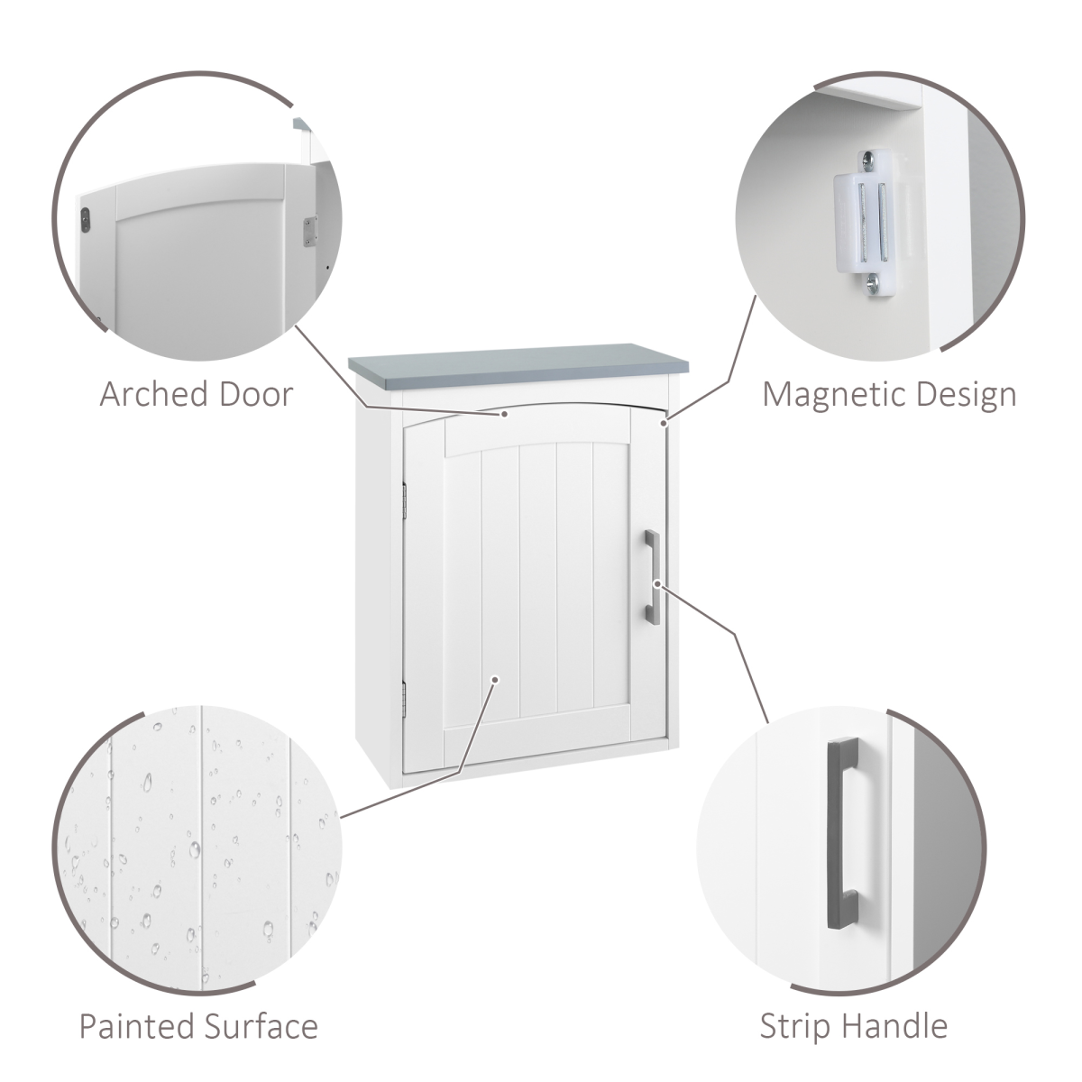 kleankin Wall Mounted Bathroom Cabinet with Adjustable Shelf, Light Grey