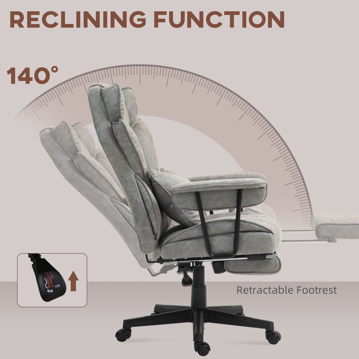 HOMCOM Massage Office Chair, Heated Reclining Desk Chair, Grey