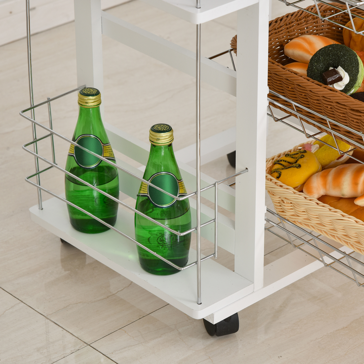 MDF Multifunction Kitchen Island Trolley White