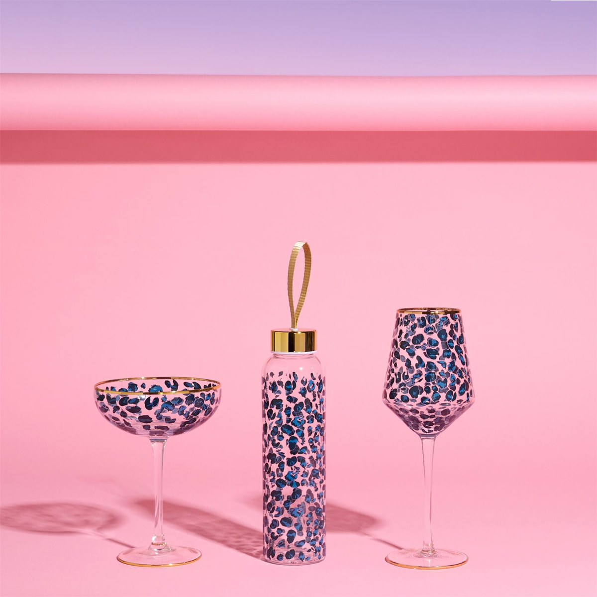 Frida Set of 2 Leopard Print Cocktail Glasses