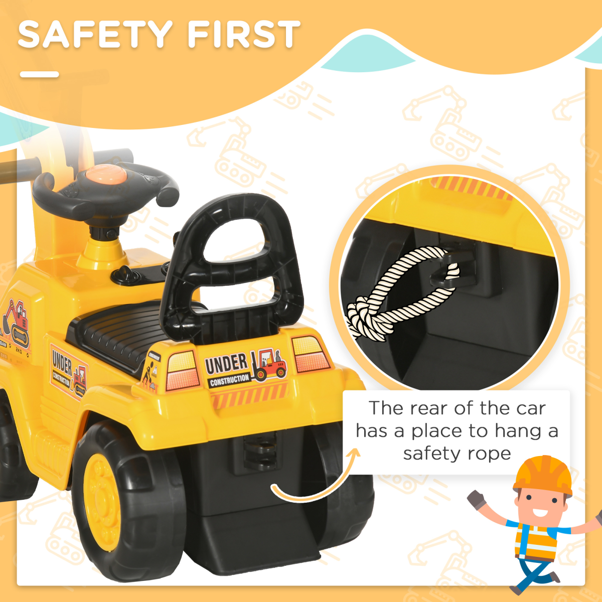 HOMCOM 2 in 1 Kids Ride On Tractor with Bucke, for 1.5-4 Years Old, NO POWER