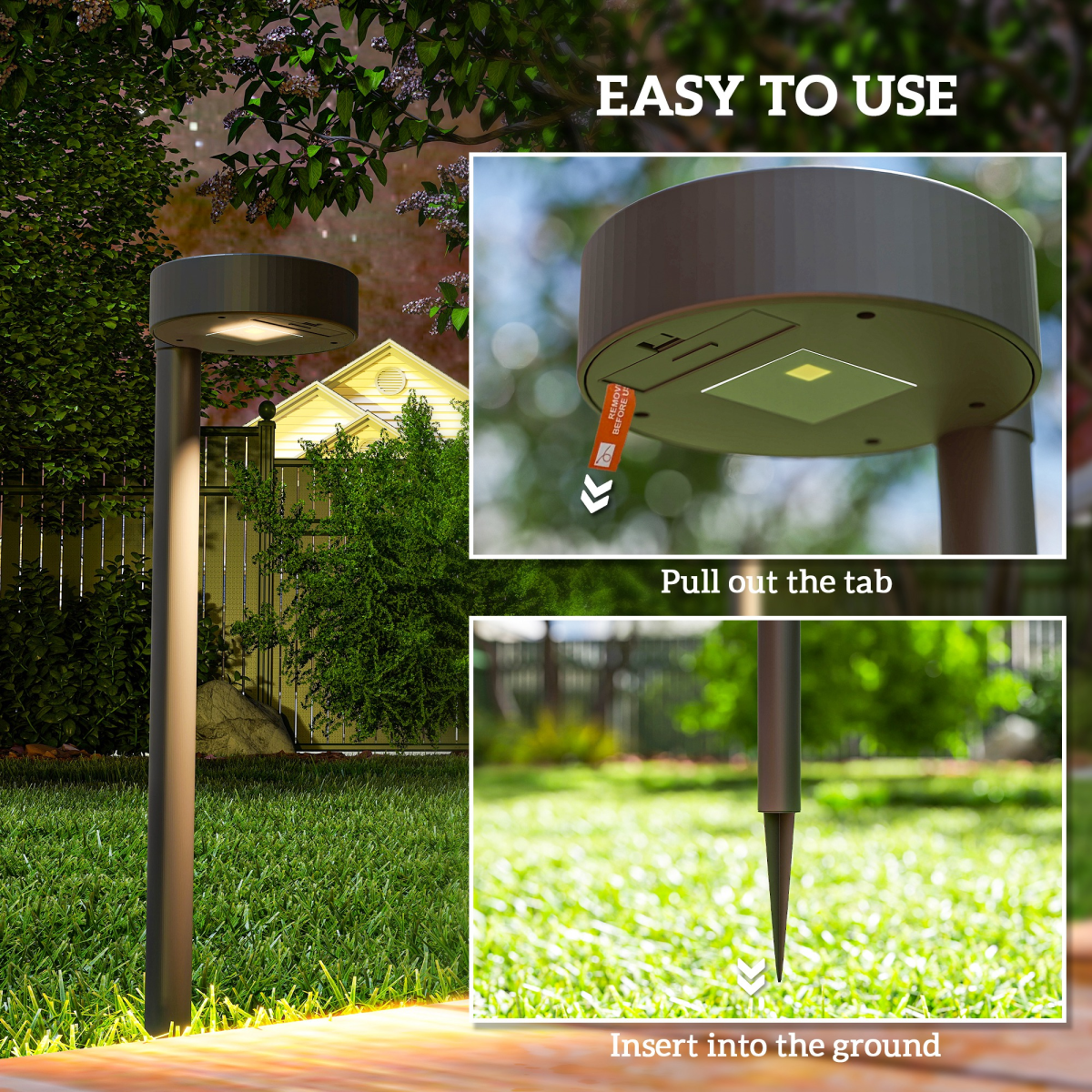 Outsunny Solar Stake Lights 8 Pack, IP44 Pathway Lighting, Auto On/Off LED