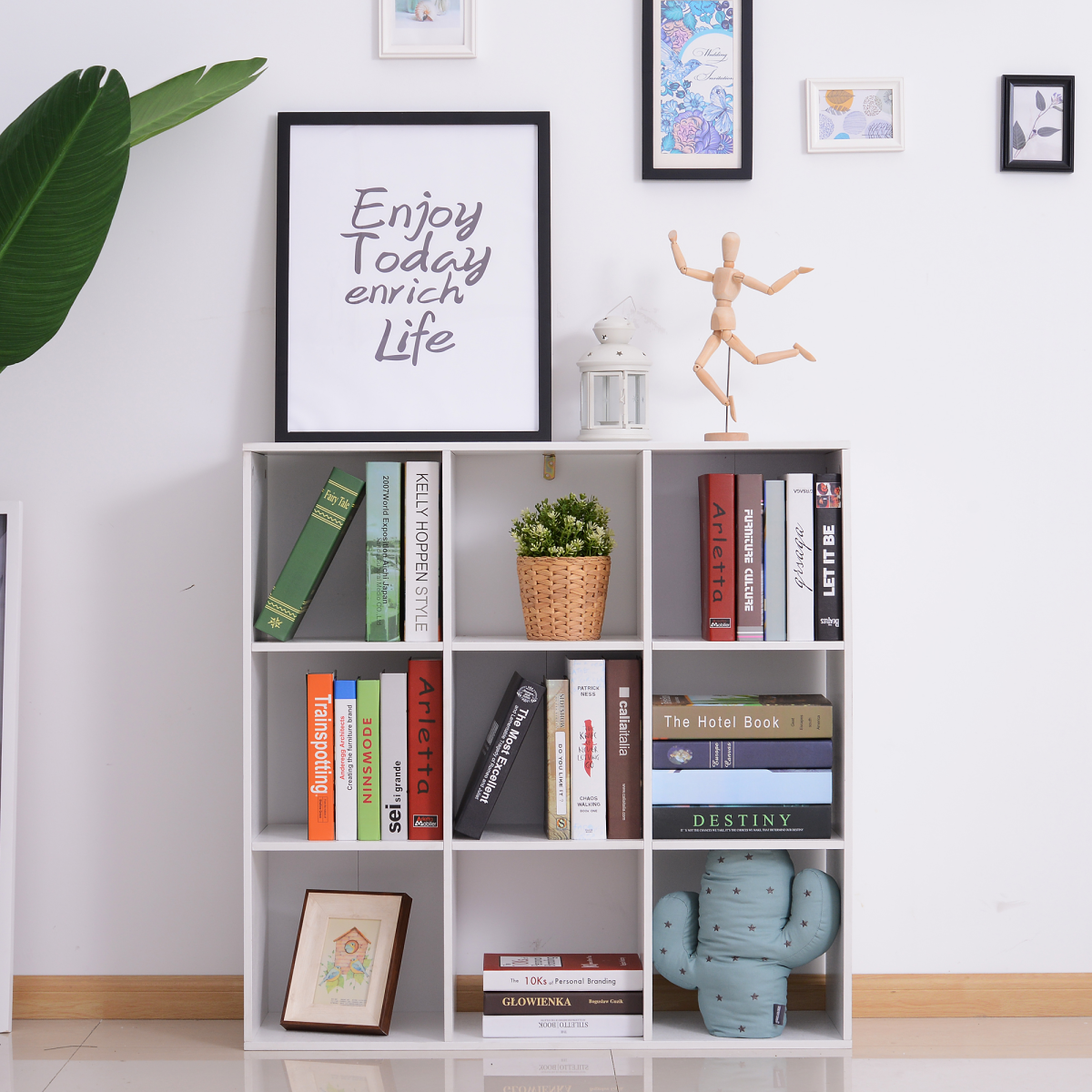 HOMCOM 9 Cube Storage Cupboard Bookcase Bookshelf Home Office, White