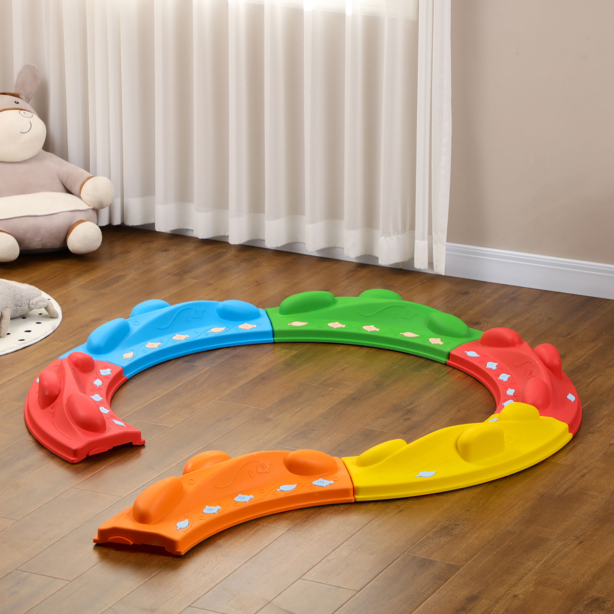 6 Pieces Balance Beam, Kids Stepping Stones, Outdoor Indoor Obstacle Course