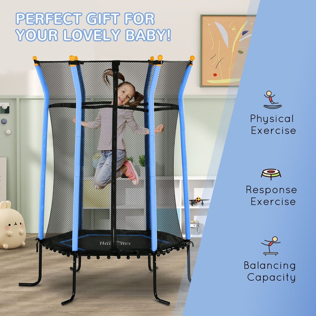 HOMCOM 5.4FT Kids Trampoline with Enclosure Indoor Outdoor