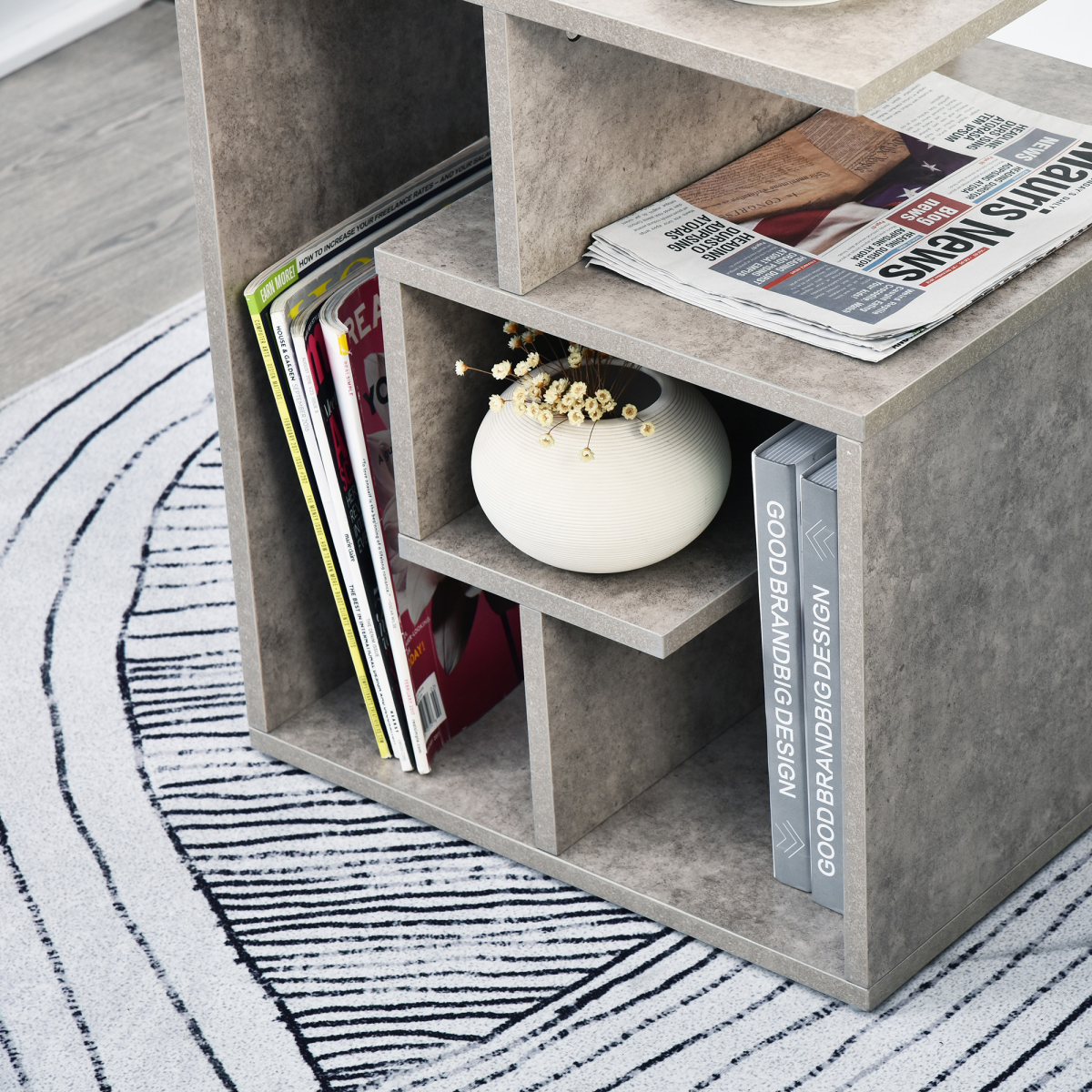 3-Tier Side End Table Open Shelves Storage Coffee Book Magazine Desk