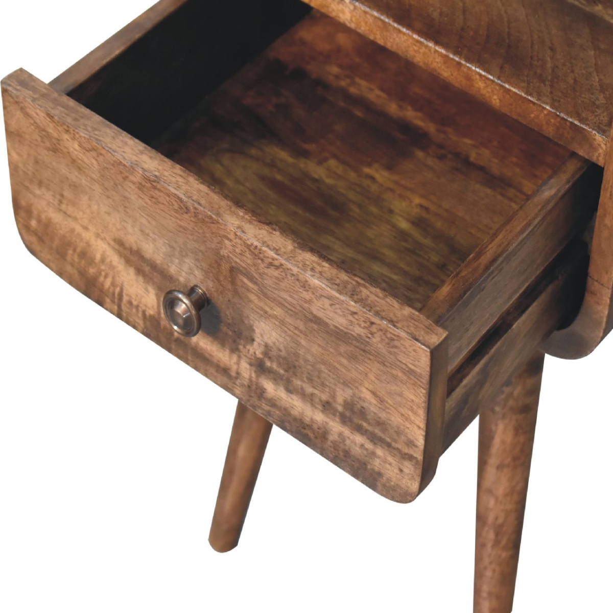 Artisan Furniture Solid Wood Mini Grey Wash Curve Open Bedside