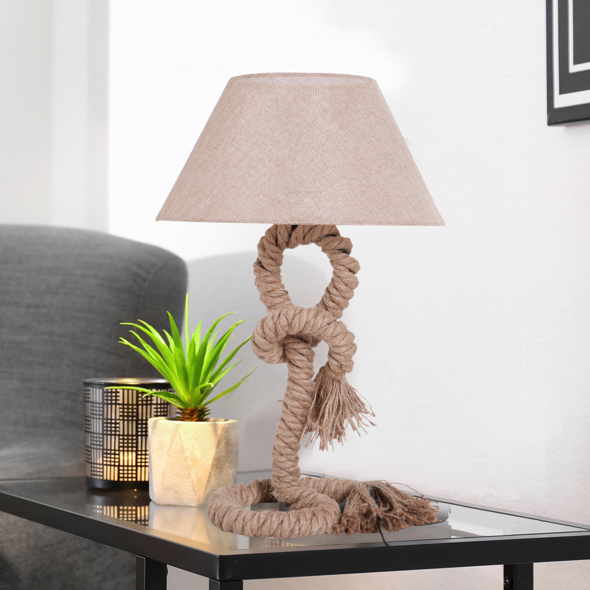 Table Lamp Indispensable Nautical Twisted Rope E27 Base Bedside Light