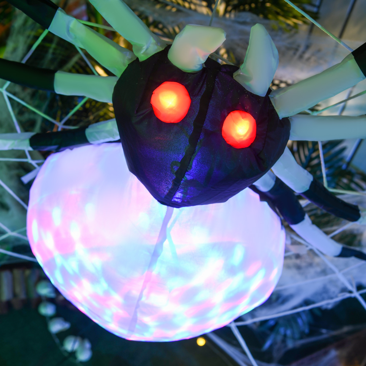 HOMCOM 5FT Long Halloween Inflatable Spider Blow-Up Outdoor LED Garden Display