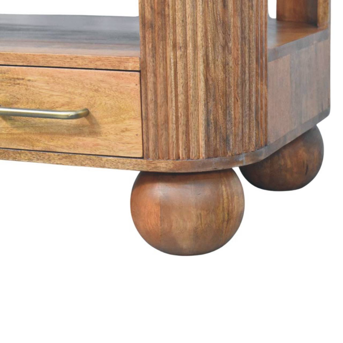 Artisan Furniture Solid Wood Briarwood Fluted Coffee Table, 2 Drawers, 1 Shelf, Beige