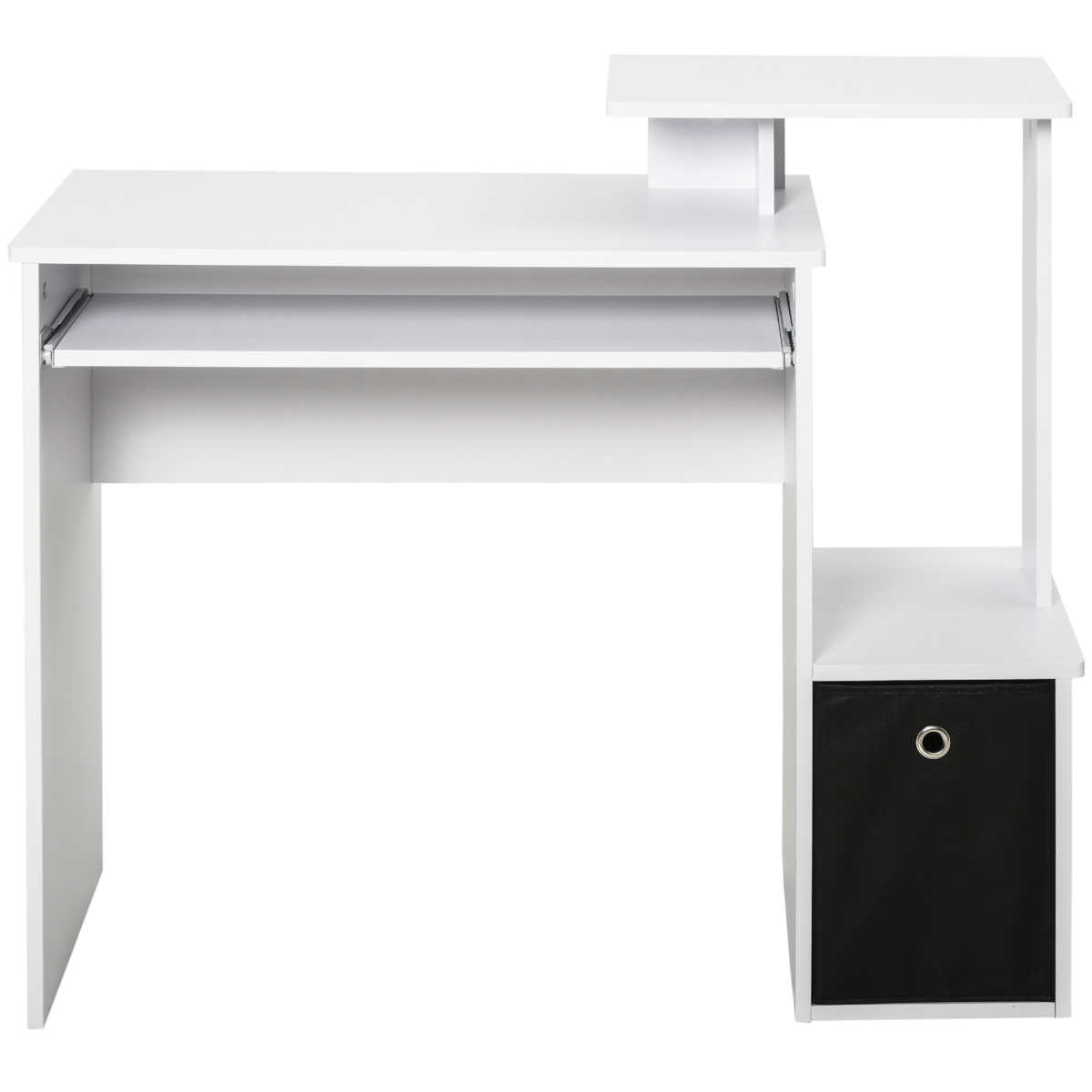 Computer Desk with Sliding Keyboard Tray Storage Drawer Shelf White