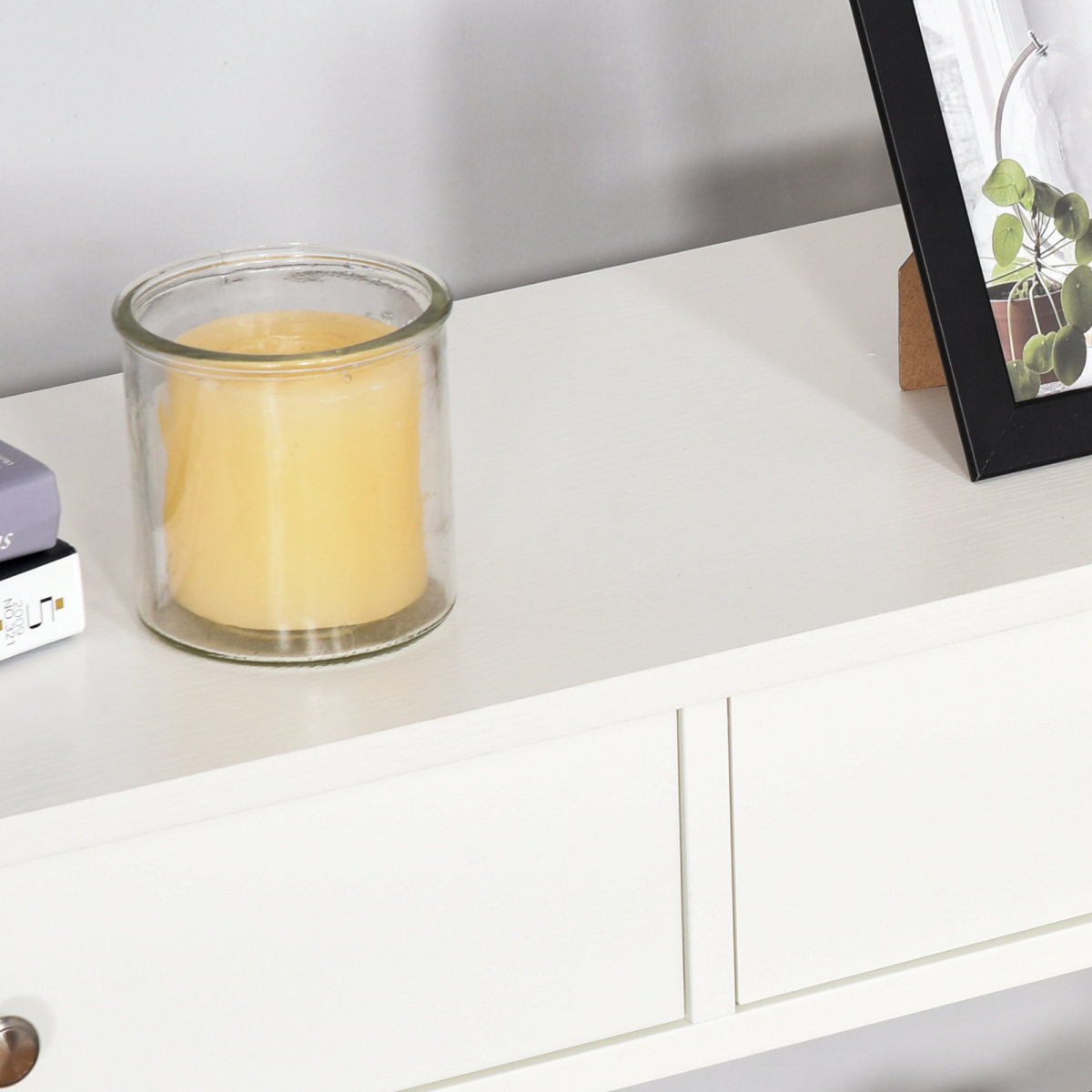 Console Table Side Desk Shelves Drawers Open Top Hfiallway White