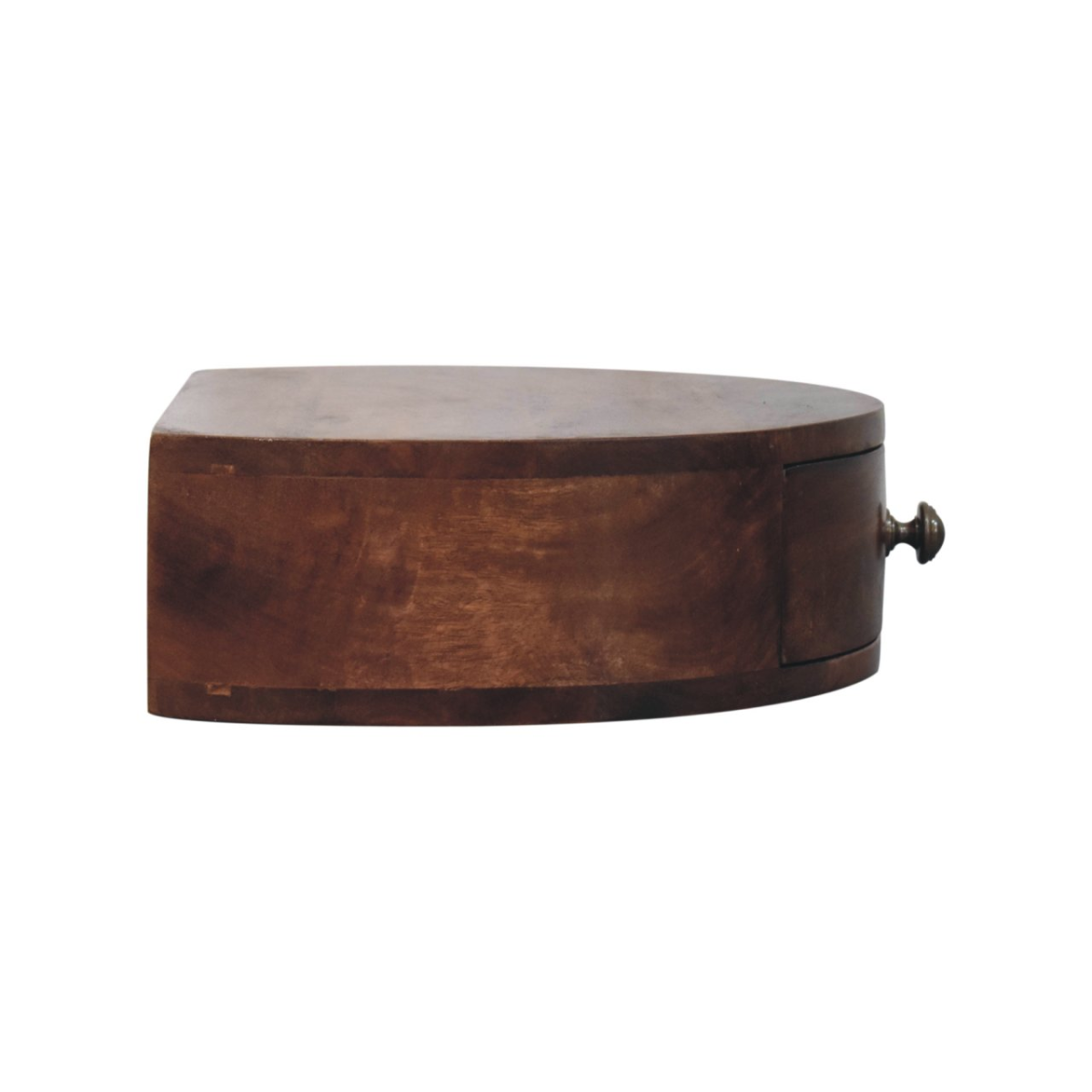 Artisan Furniture Solid Wood Honey Caramel Wall Mounted Rounded Bedside, 1 Drawer, Dark Brown