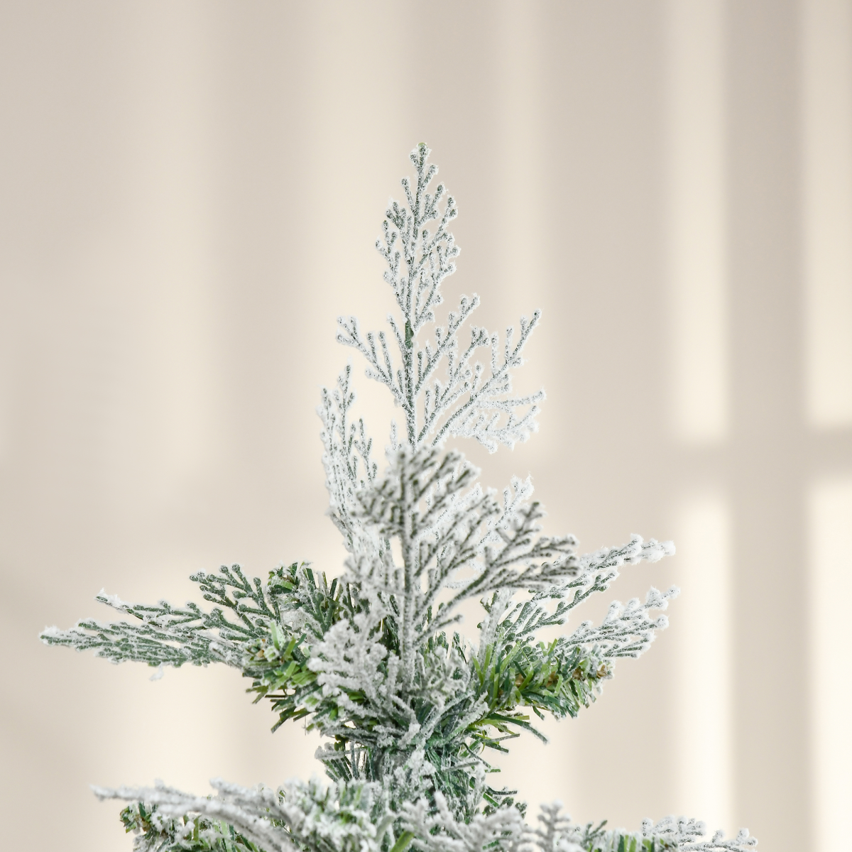 6 Foot Snow Flocked Artificial Christmas Tree Holiday with Pencil Shape HOMCOM