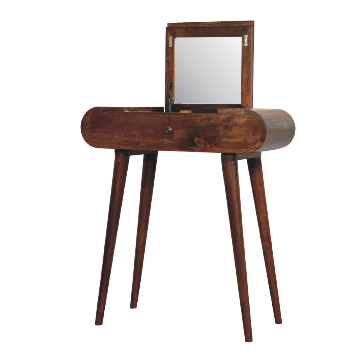 Artisan Furniture Solid Mango Wood Mini Round Chestnut Fold Vanity