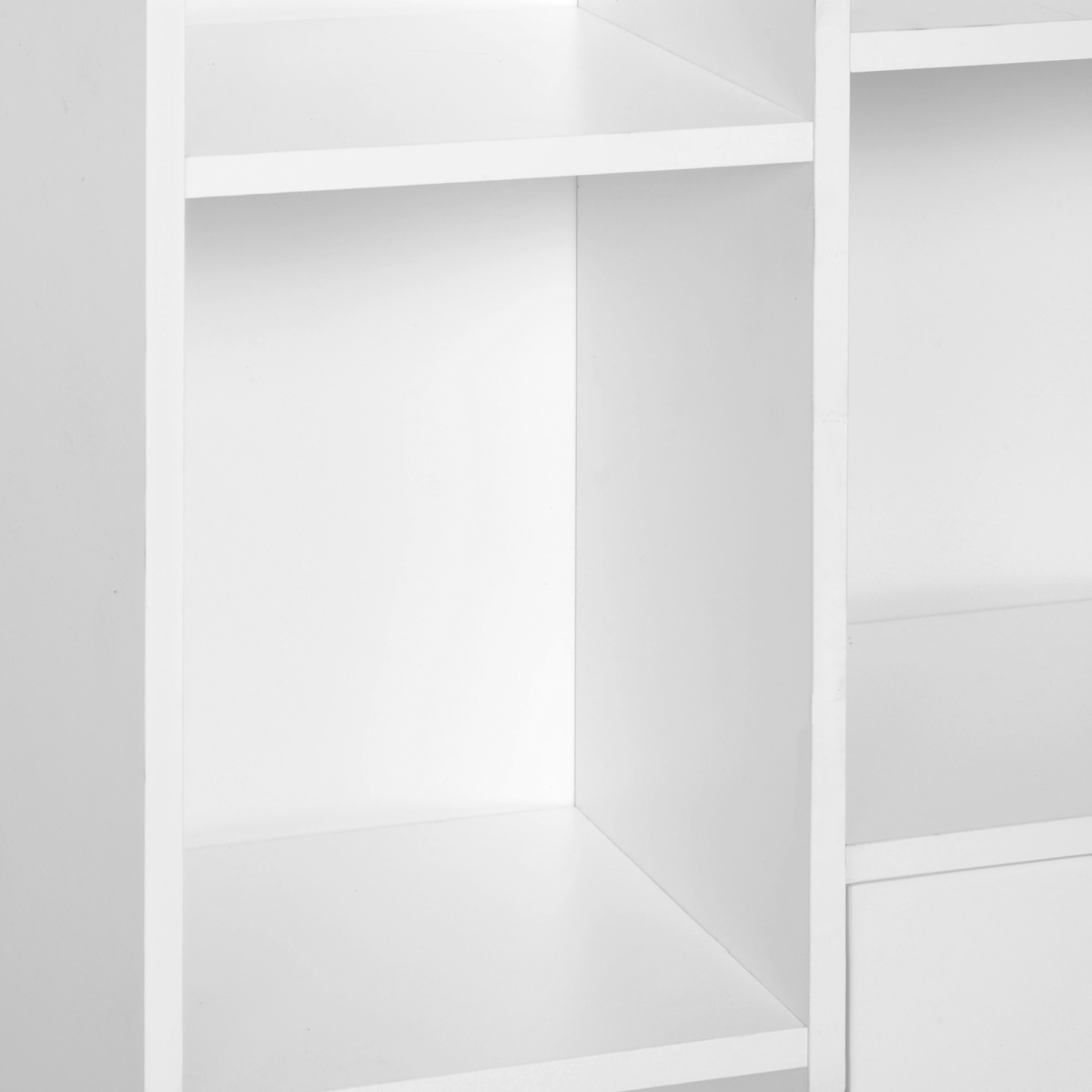 Open Bookcase Cabinet Shelves W/ Two Doors, 80W x 23.5D x 118Hcm-White
